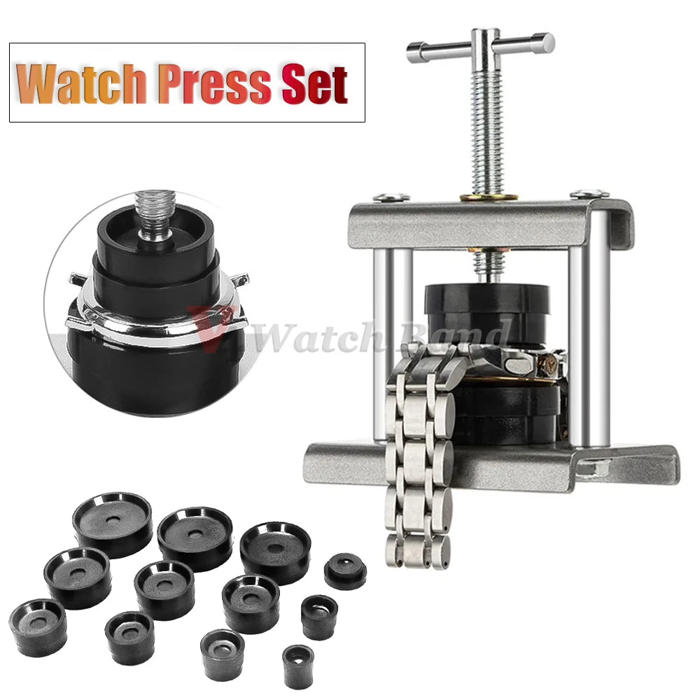 12pcs/18pcs/set Professional Watch Press Set Watch Back Case Closing Tool & Fitting Dies Watch Repairing Tool 18pcs Die Kit