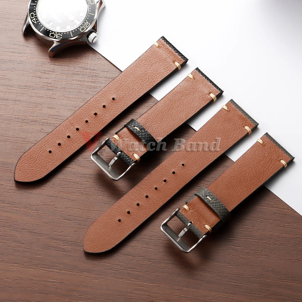 Cowhide Leather Watch Strap 18mm 19mm 20mm 22mm for Samsung Galaxy Watch 8/7/6/5/4 Vintage Brown Watchband for Rolex Bracelets