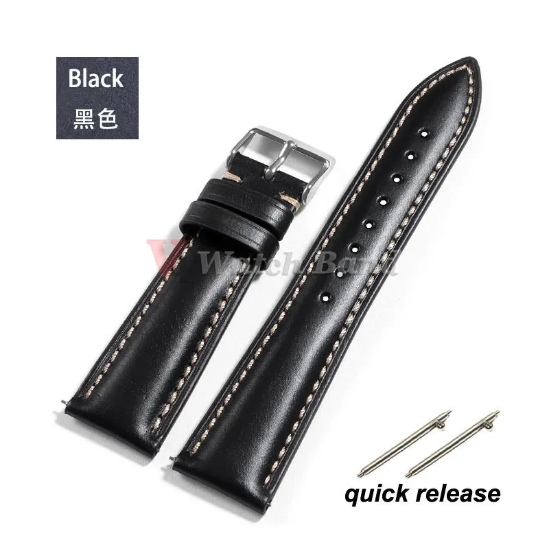 Vintage Oil Wax Genuine Cowhide Watch Strap 18mm 19mm 20mm 22mm 21mm Brown Watchbands for Samsung Galaxy Watch Band Bracelet