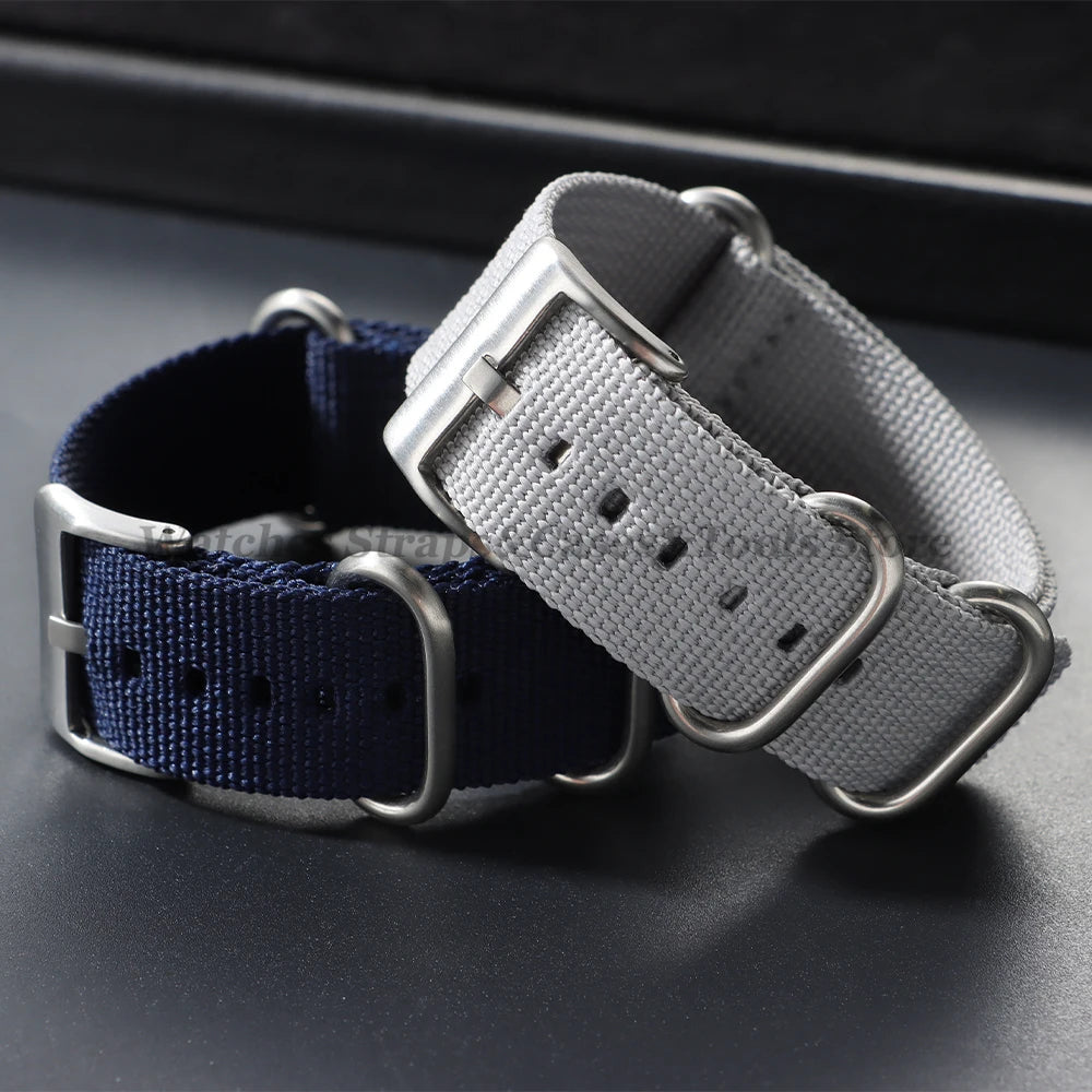 20mm 22mm Thicken Ribbed Nylon Watch Band Strap for Seiko for Military Casual Weave Men Women Sport Bracelet Silver Ring Buckle