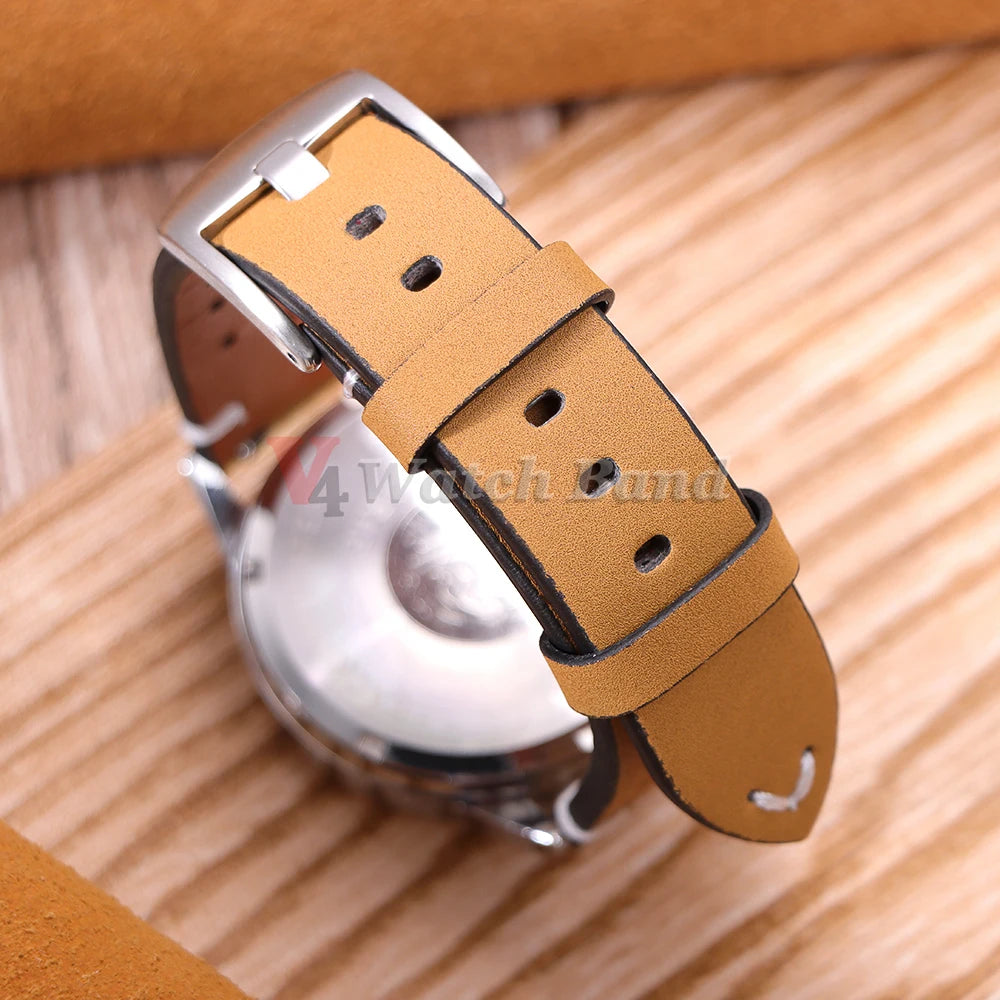 Breathable Retro Band Wristband for Samsung Galaxy Watch 6 5 4 Soft Genuine Cowhide Leather Strap for Seiko 20mm 22mm Bracelet