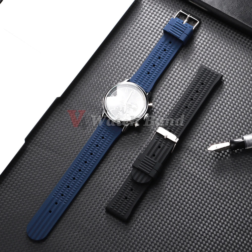 Premium Rubber Band for Seiko Watch Strap 20mm 22mm Flat-end Universal Silicone Rubber Bracelet Wrist Strap Soft for Smartwatch