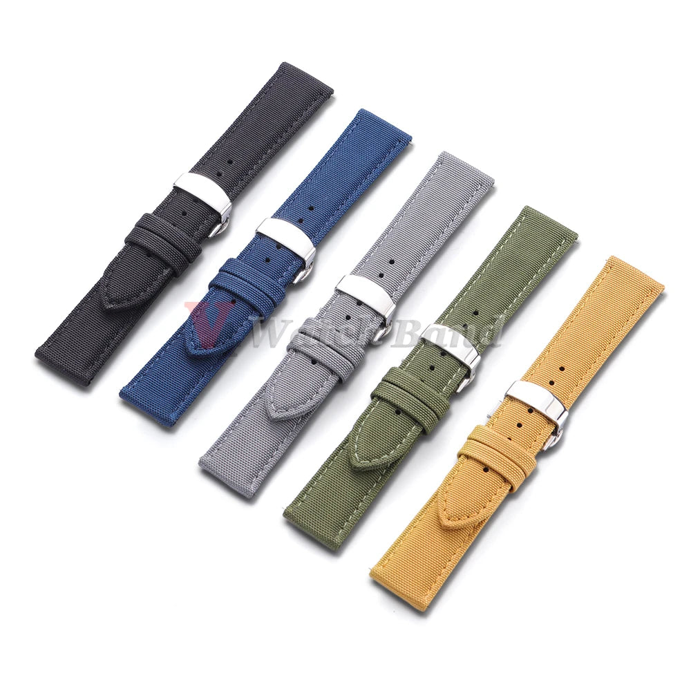 Sailcloth Strap 20mm 22mm for Rolex Nylon Watch Band for Seiko Men Sport Business Quick Release Green Butterfly Buckle Wristband