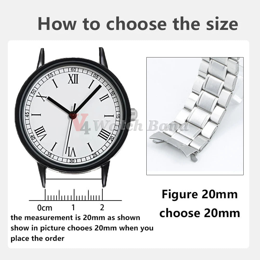 18/19/20/21/22/23/24mm 316L Stainless Steel Black Silver Arc End Watchband for Seiko Strap for Skx007/Skx009 Sport Belt Bracelet