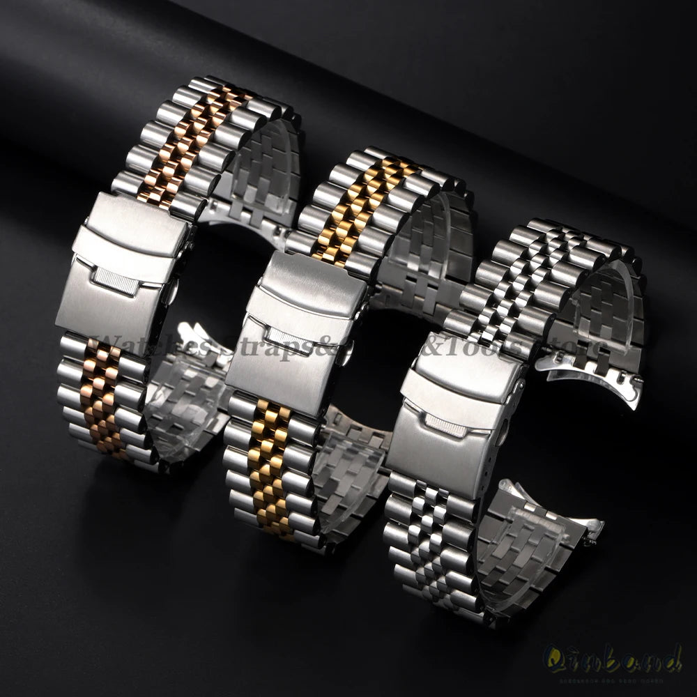 316L Stainless Steel Watch Band for Seiko for Jubilee Watch Curved End Strap 18/19/20/21/22/24/26mm Luxury Bracelets Accessories