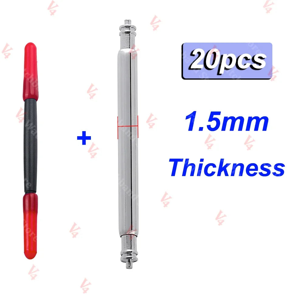 20pcs 1.5/1.8/2.0/2.5mm Diameter Watch Band Pins 16/18/20/22/24mm Spring Pin Watch Repair Tool Metal Steel Spring Bars Link Pins