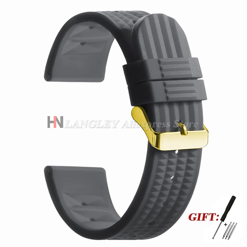 Soft Rubber Waffle Watch Band 20mm 22mm for Seiko for Rolex Water Ghost Sport Silicone Wristband Men's Replacement Strap Premium