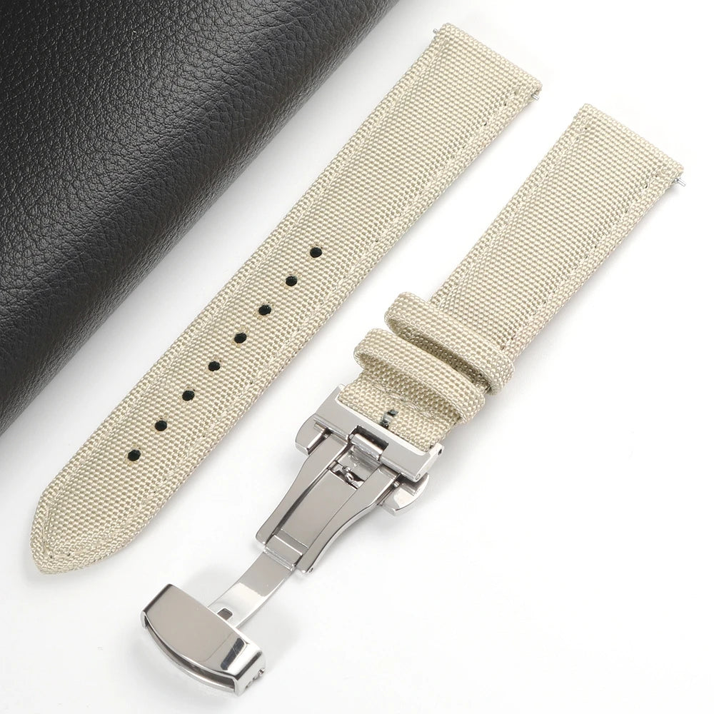 Quick Release Nylon Sailcloth Watch Strap 18mm 19mm 20mm 21mm 22mm 24mm Butterfly Buckle Band For Omega For Seiko Watchband