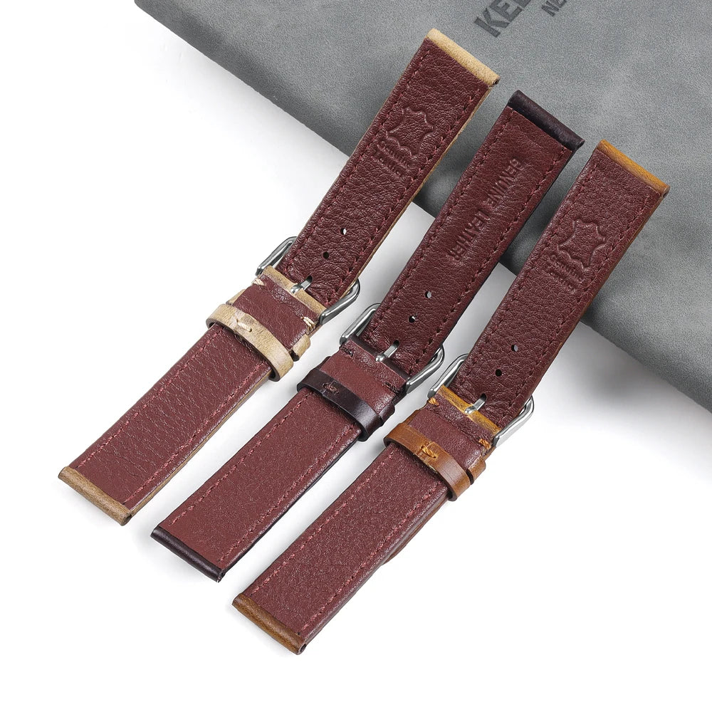 Genuine Cowhide Strap for Casio for Seiko for Omega  High Quality Crazy Horse Cowhide Watch Band for Rolex 18 22 22mm