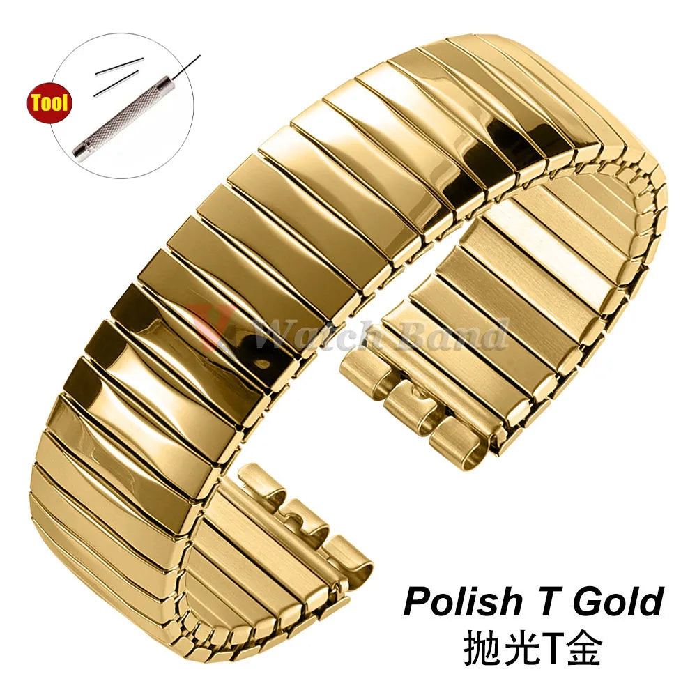 Elastic Metal Watch Band for Swatch 20mm 17mm Watch Strap Stretch Expansion Stainless Wrist Strap Men Women Bracelet Accessories