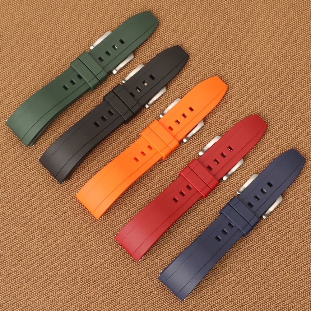 Dust-Free TPU Waterproof Quick Release Watchband 18mm 20mm 22mm 24mm Black Orange Rubber Strap for Seiko Omega Watch Accessories