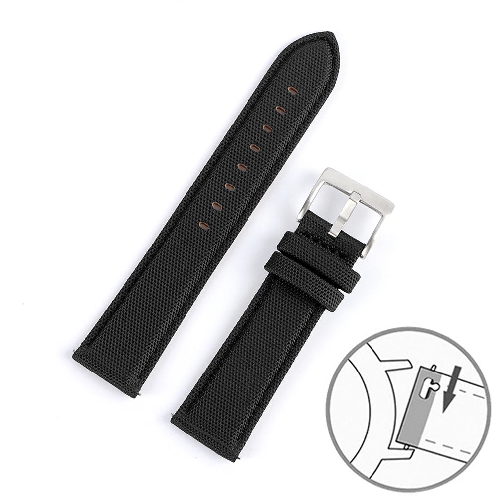 Nylon Leather Watch Strap for Huawei for Seiko Belt Quick Release Watchband for Samsung Galaxy Watch 3/4/5pro 45mm 40mm 44mm