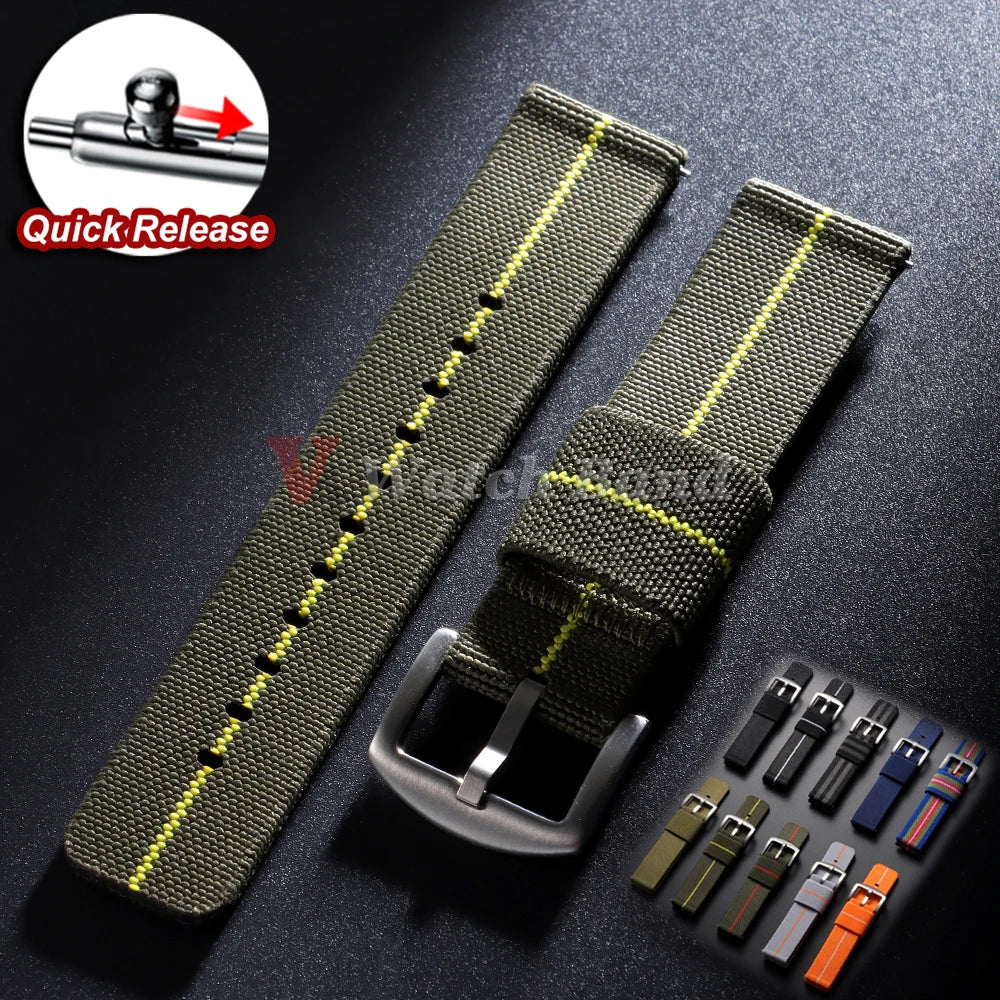 Elastic Strap Nylon Watch Band 20mm 22mm for Omega Army Woven for Seiko Wristband Quick Release Military Men's Sport Watch Band