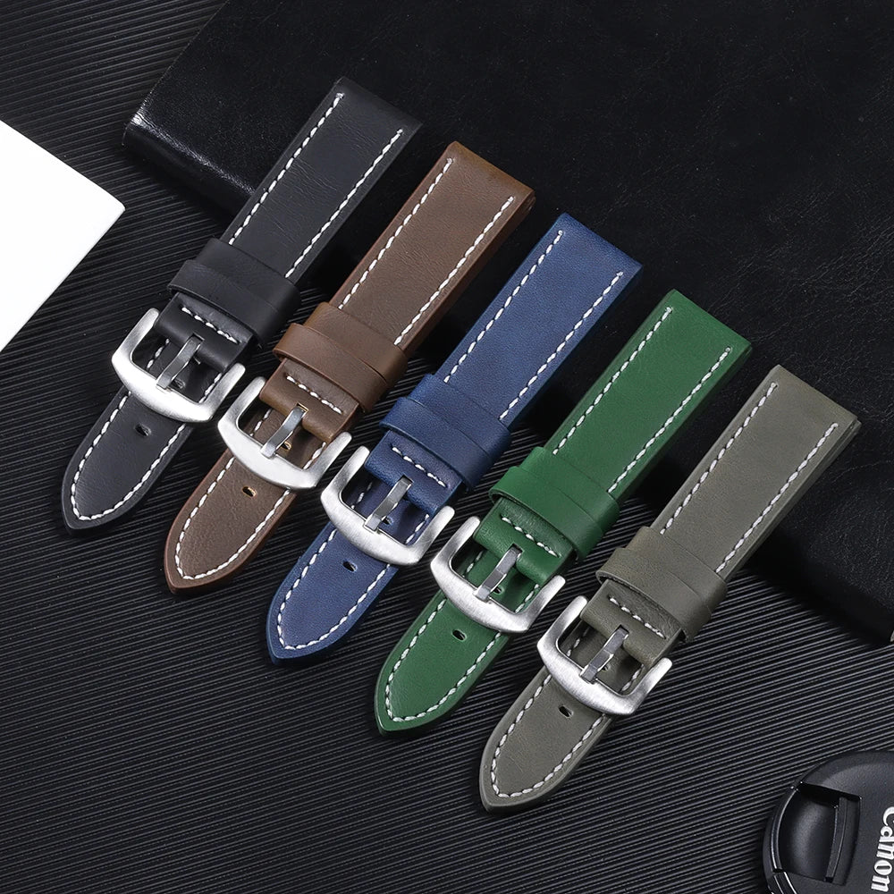 Genuine Leather Watchband for Rolex Wrist for Omega 18mm 20mm 22mm 24mm Universal Fashion Vintage Watch Band Strap