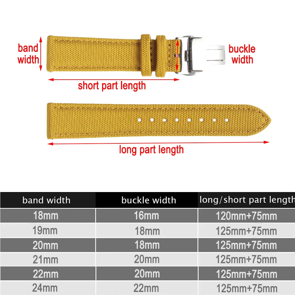 Quick Release Nylon Sailcloth Watch Strap 18mm 19mm 20mm 21mm 22mm 24mm Butterfly Buckle Band For Omega For Seiko Watchband