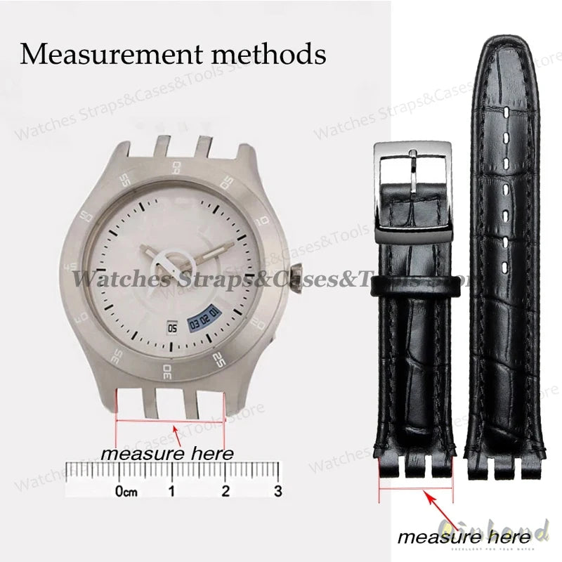 Cowhide Leather Watch Strap for Swatch Series 17mm Bracelet Men Women Waterproof Sport Replacement Watchband Belt Accessories