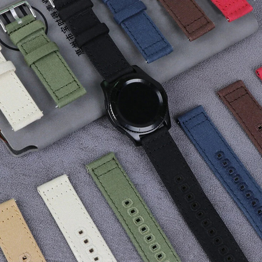 Quick Release Bracelet for Huawei Strap18mm 20mm 22mm Braided Canvas Watch Band for Samsung Galaxy 3/4 40mm 44mm Classic 46/42mm