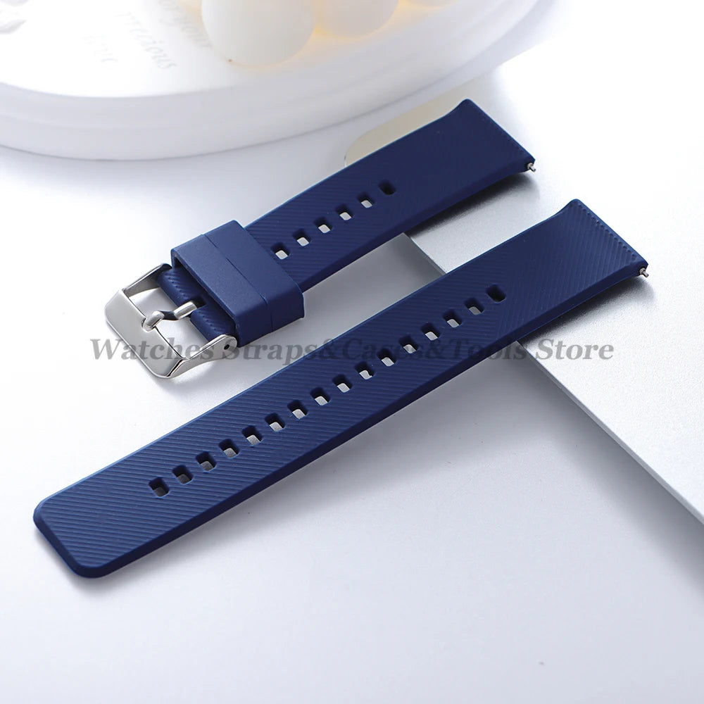 Soft Silicone Watchband Strap 18mm 19mm 20mm 21mm 22mm for Omega for Seiko Quick Release for Smartwatch Men's Universal Bracelet