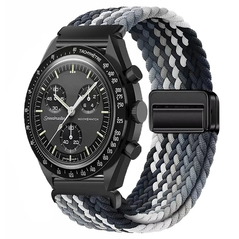 Nylon Loop Strap For Omega X Joint MoonSwatch Magnetic Weave Bracelet 20mm For Amazfit Active 2 GTR 42mm Samsung Gear S2 Classic
