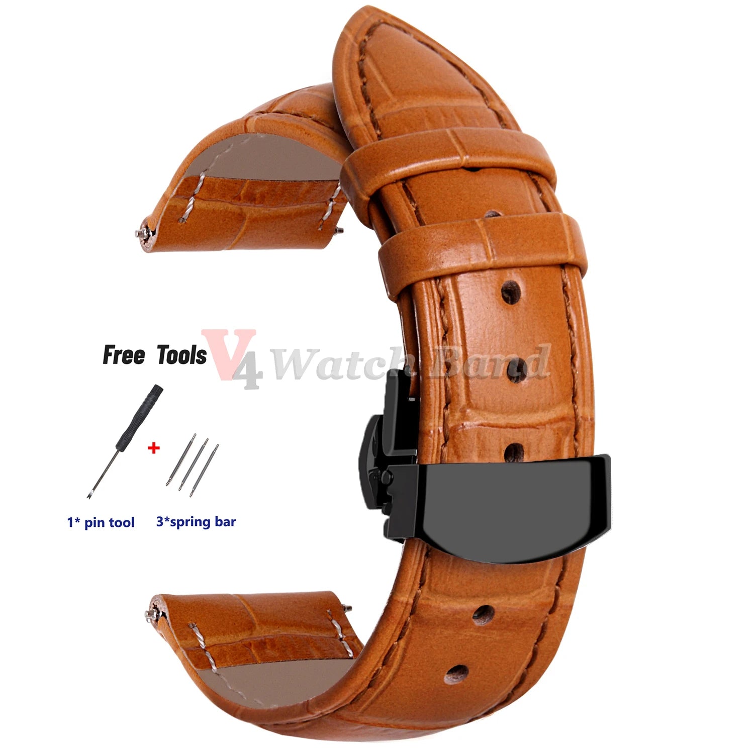 18mm 20mm 22mm 24mm Genuine Leather Watchband Crocodile Pattern Straps Men Women Replacement Universal Bracelet