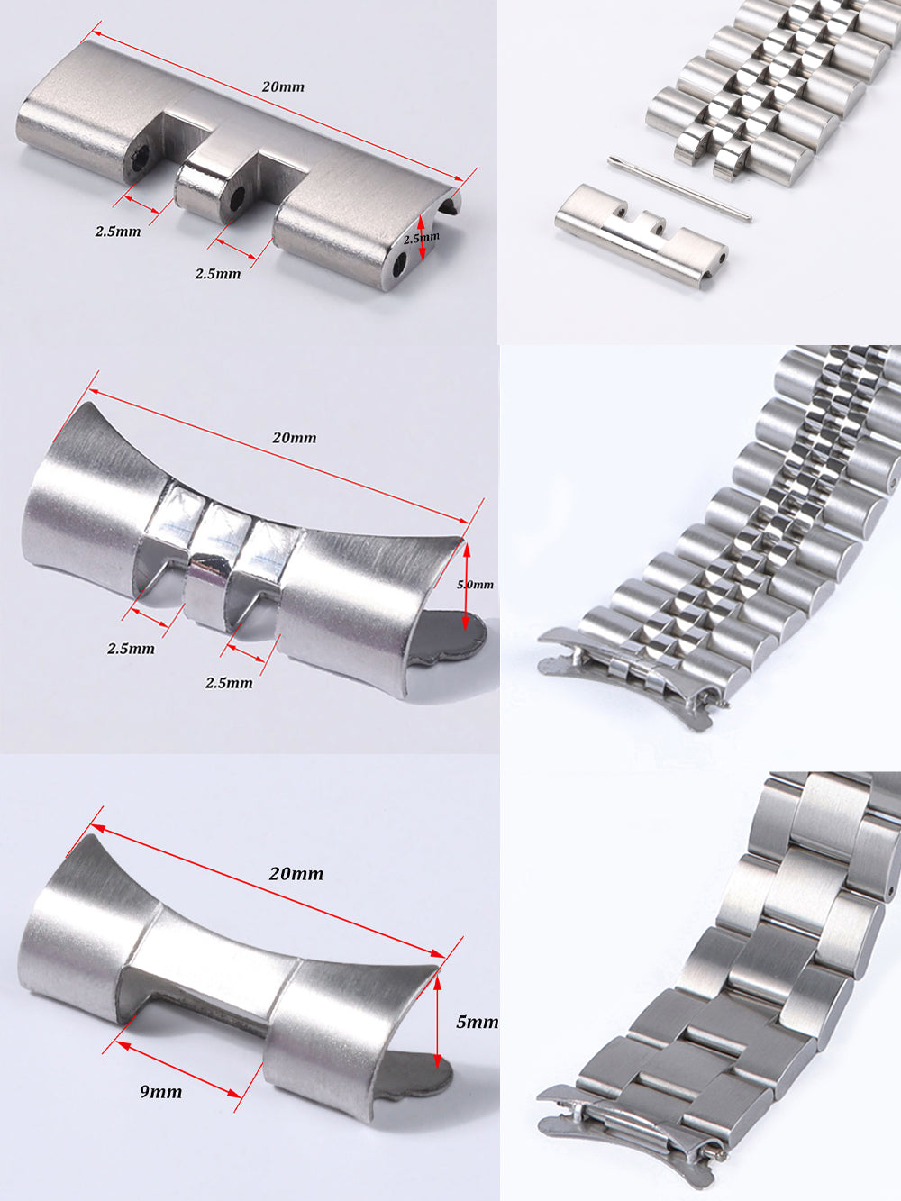 2pcs Stainless Steel Curved End for Seiko SKX009 SKX007 Watch Strap Connector 18mm 19mm 20mm 21mm 22mm Metal Band Connector