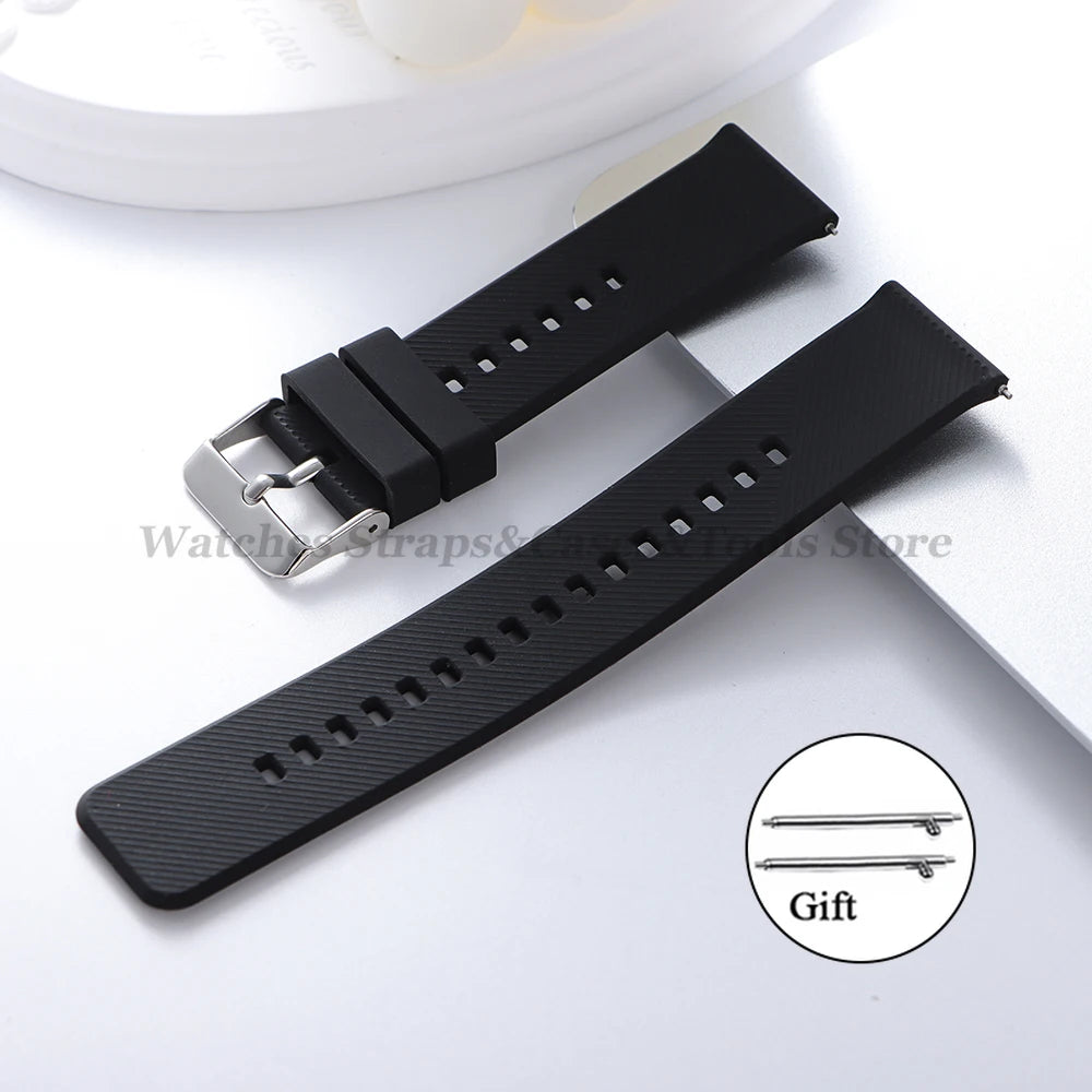 Soft Silicone Watchband Strap 18mm 19mm 20mm 21mm 22mm for Omega for Seiko Quick Release for Smartwatch Men's Universal Bracelet