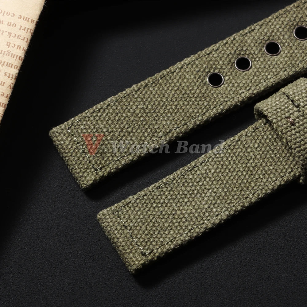 Canvas Nylon Watch Strap 20mm 22mm 24mm for Panerai for Omega Army Green Men Women Watch Bracelet Steel Hole Military Watchband