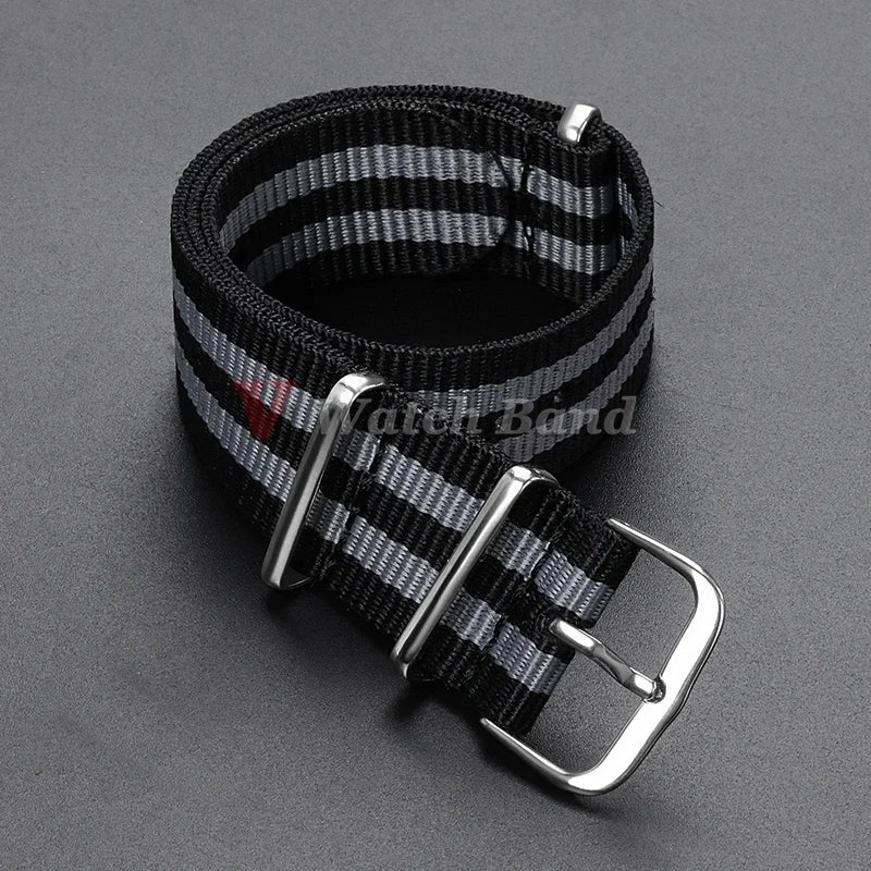 18 20 22mm Strap Nylon Watch Band Military Striped Watchband Replacement Women Men Army Casual Sport Wrist Bracelet