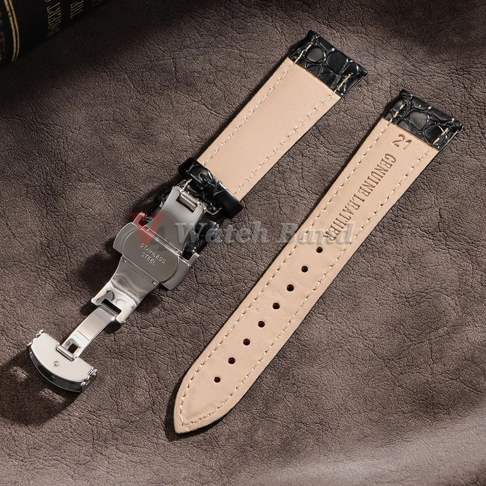 16/17/18/19/20/21/22/24mm Leather Straps Crocodile Pattern Cowhide Business Watch Band Universal Men Women Bracelet Wrist Belt