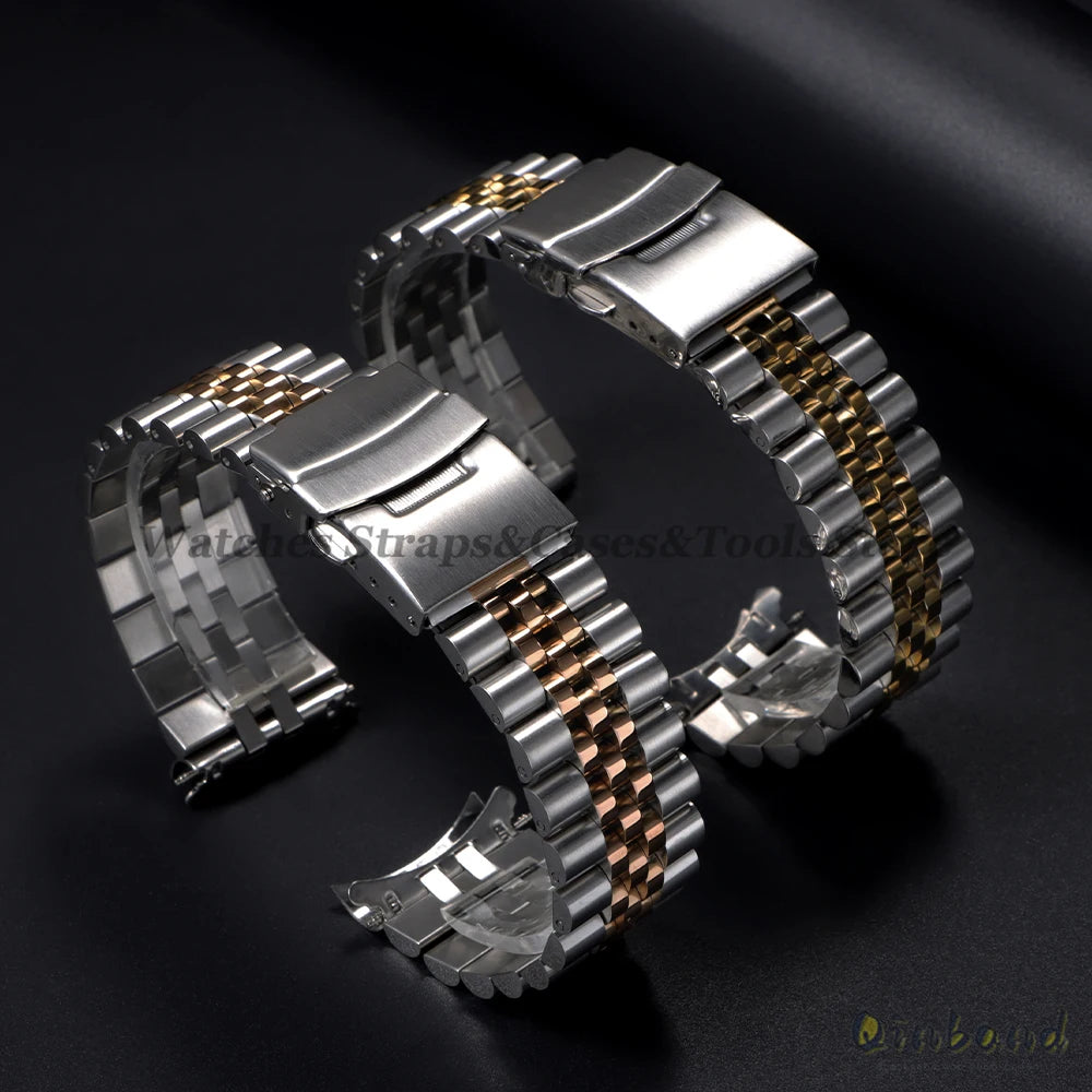 316L Stainless Steel Watch Band for Seiko for Jubilee Watch Curved End Strap 18/19/20/21/22/24/26mm Luxury Bracelets Accessories