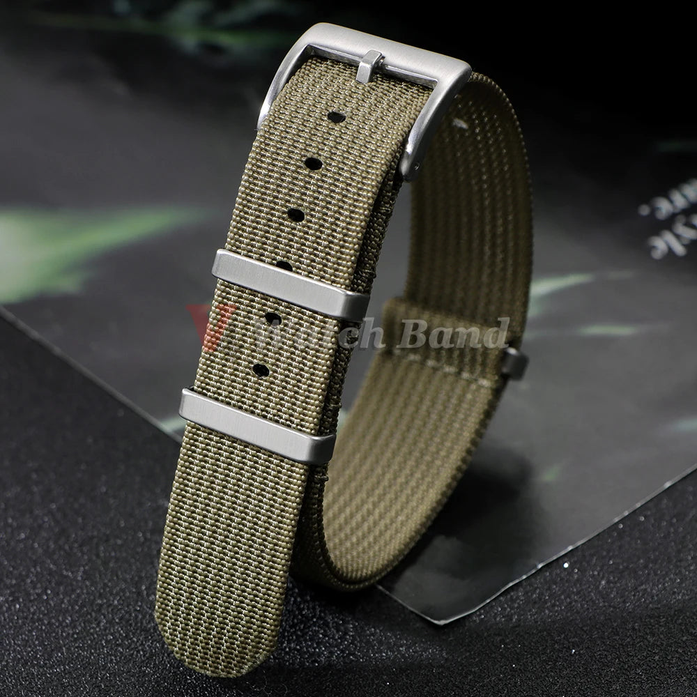 Ribbed Nylon Watch Band  for Seiko 18mm 20mm 22mm Comfortable Watch Straps Loop Military Washable Blet for Rolex Men Watchbands