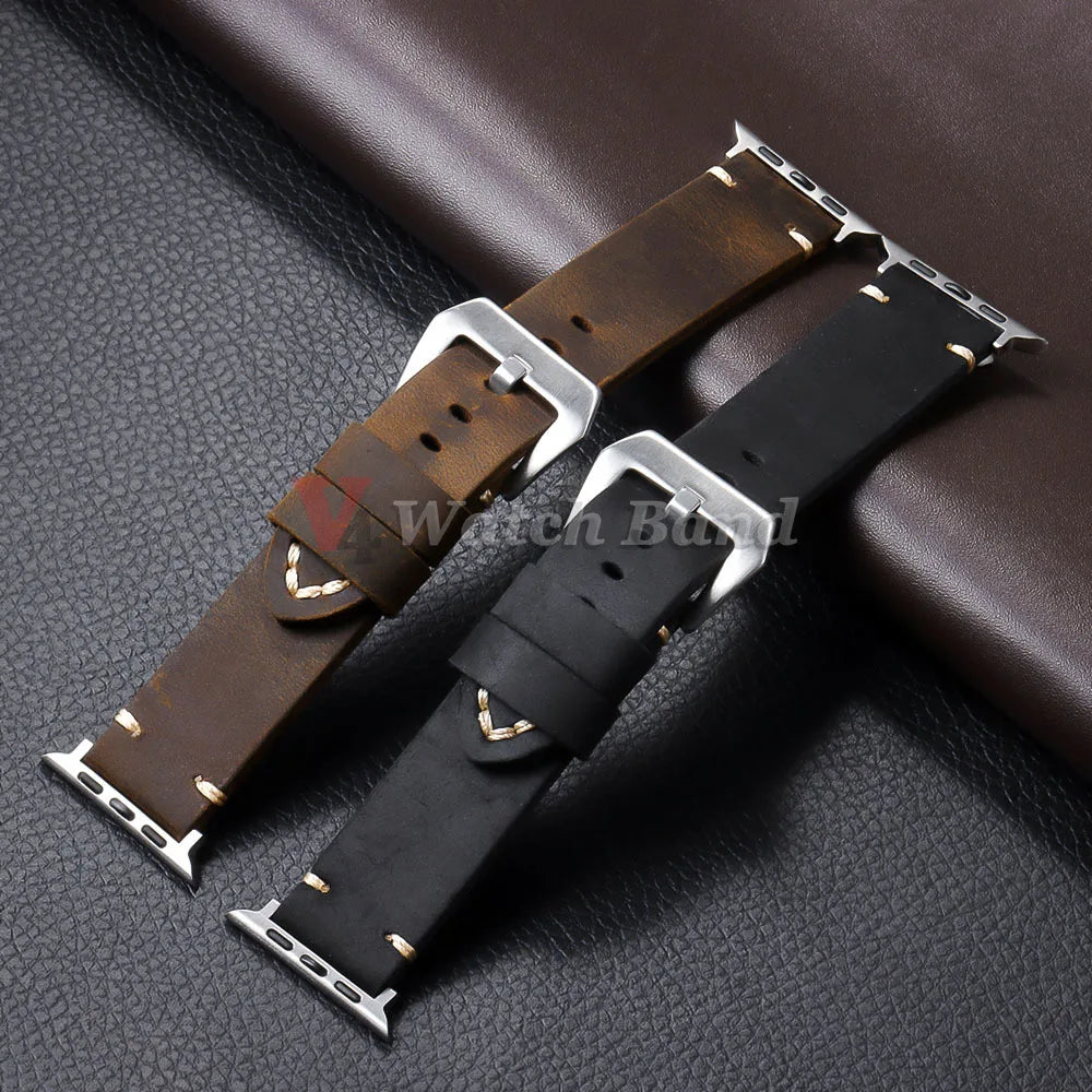 Durable Retro Leather Strap for Apple Watch Band 44mm 49mm 45mm 46mm 42mm 40mm 41mm Bracelet IWatch Series Ultra 10-9-8-7-6-5-SE