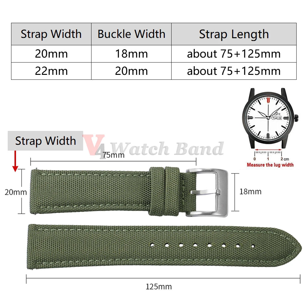Nylon Watch Band for Seiko Army Military Canvas Woven Nylon Strap 20mm 22mm Quick Release Wristband Men's Sport Watch Bands