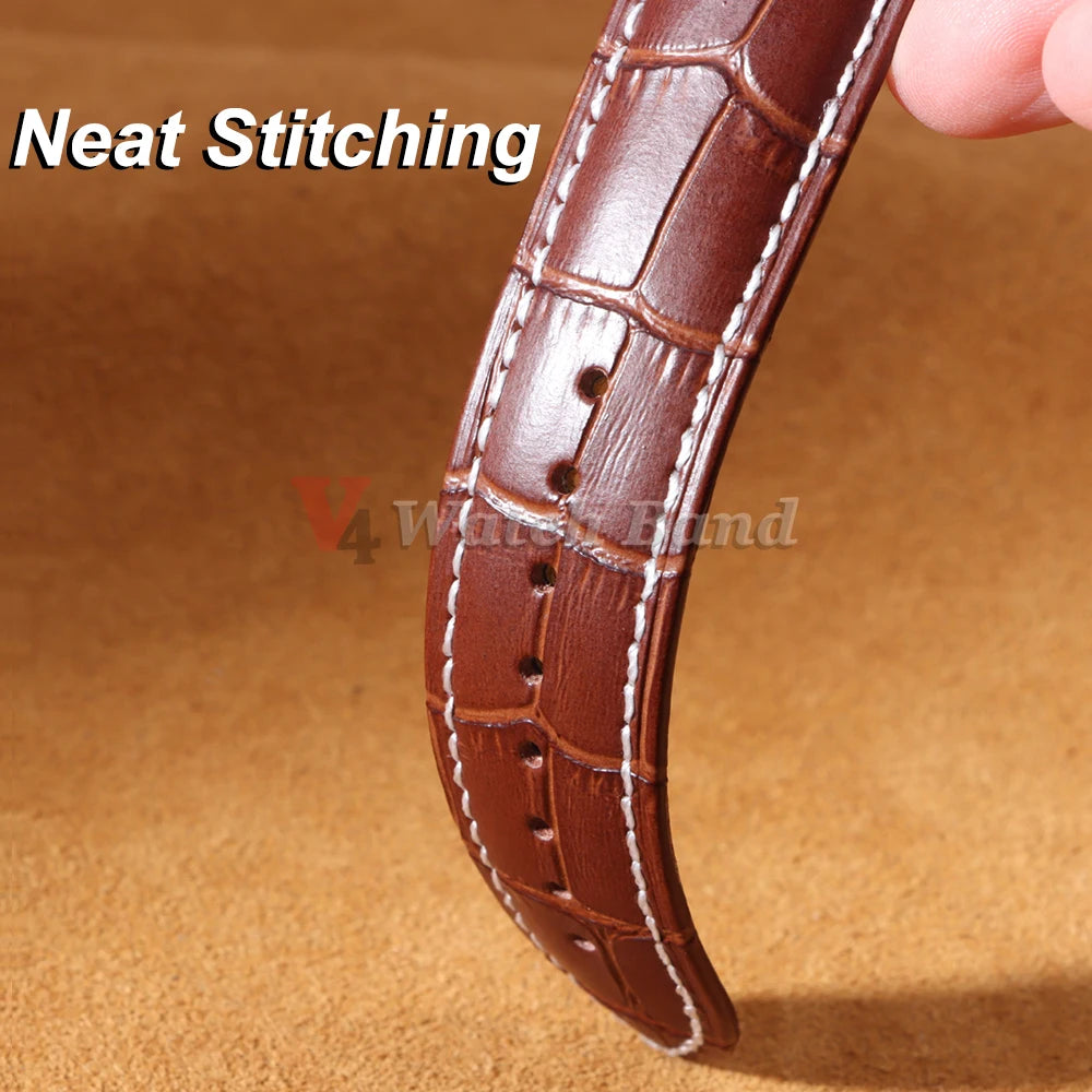 12/14/16/18/19/20/21/22/24mm Crocodile Pattern Straps for Wrist Bracelet Vintage Leather Watch Band for Omega Butterfly Buckle