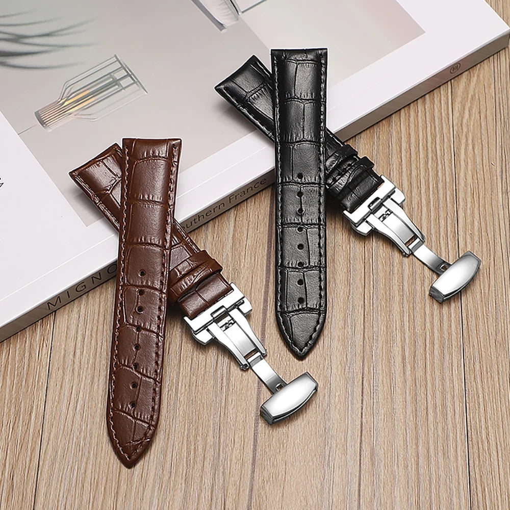18mm 20mm 22mm 24mm Genuine Leather Watchband Crocodile Pattern Straps Men Women Replacement Universal Bracelet
