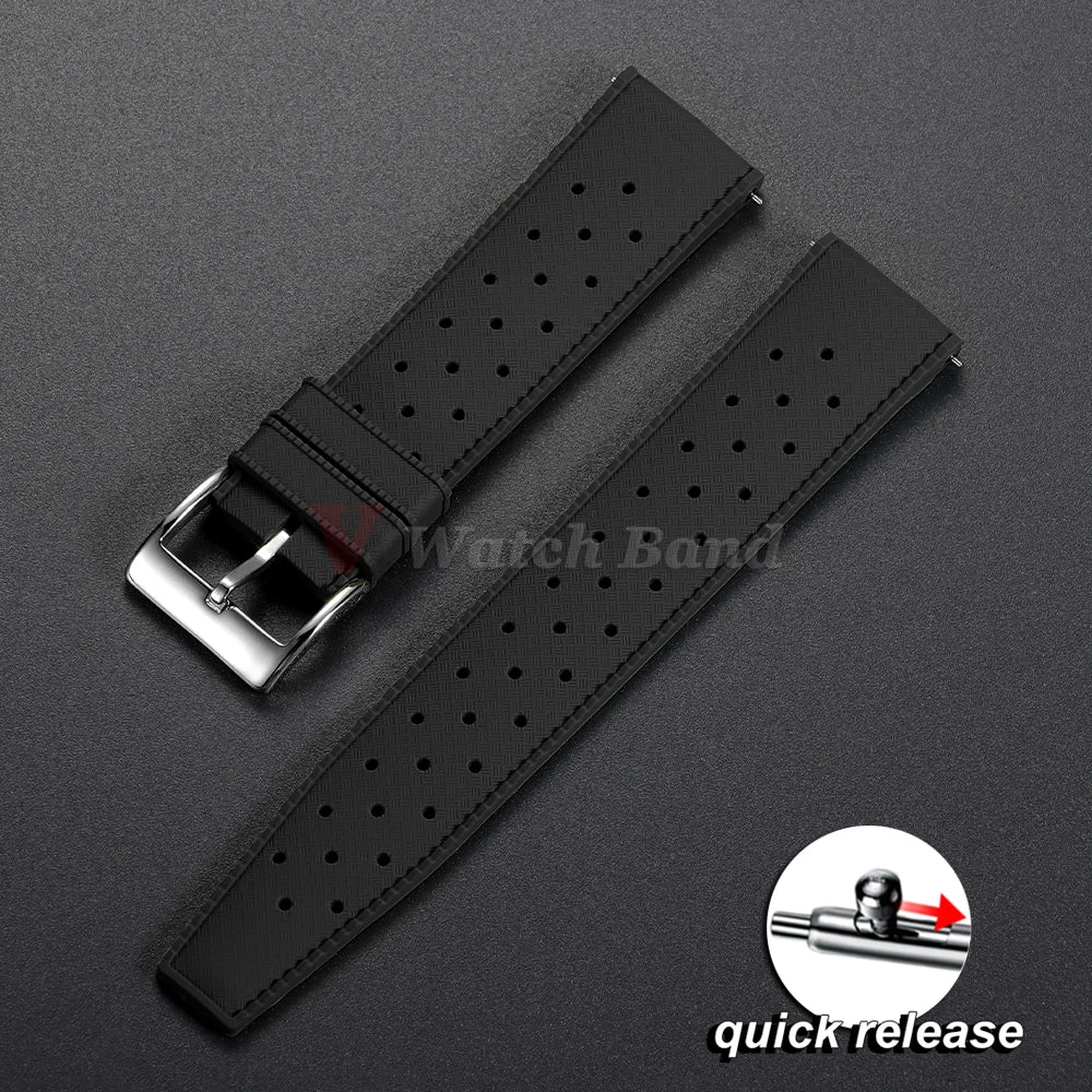 Quick Release Tropical Rubber Watch Strap 18mm 20mm 22mm for Seiko for Omega for Rolex Perfect Fit Flat End Universal Watchbands