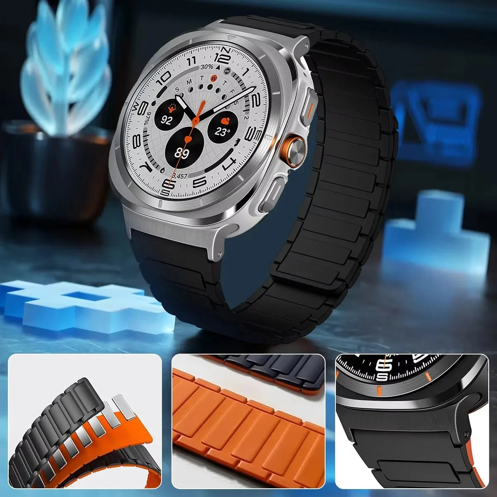 For Galaxy Watch Ultra Strap Magnetic Bracelet Wristband For Samsung Galaxy Watch 7 47mm Silicone Watchband Accessories ﻿