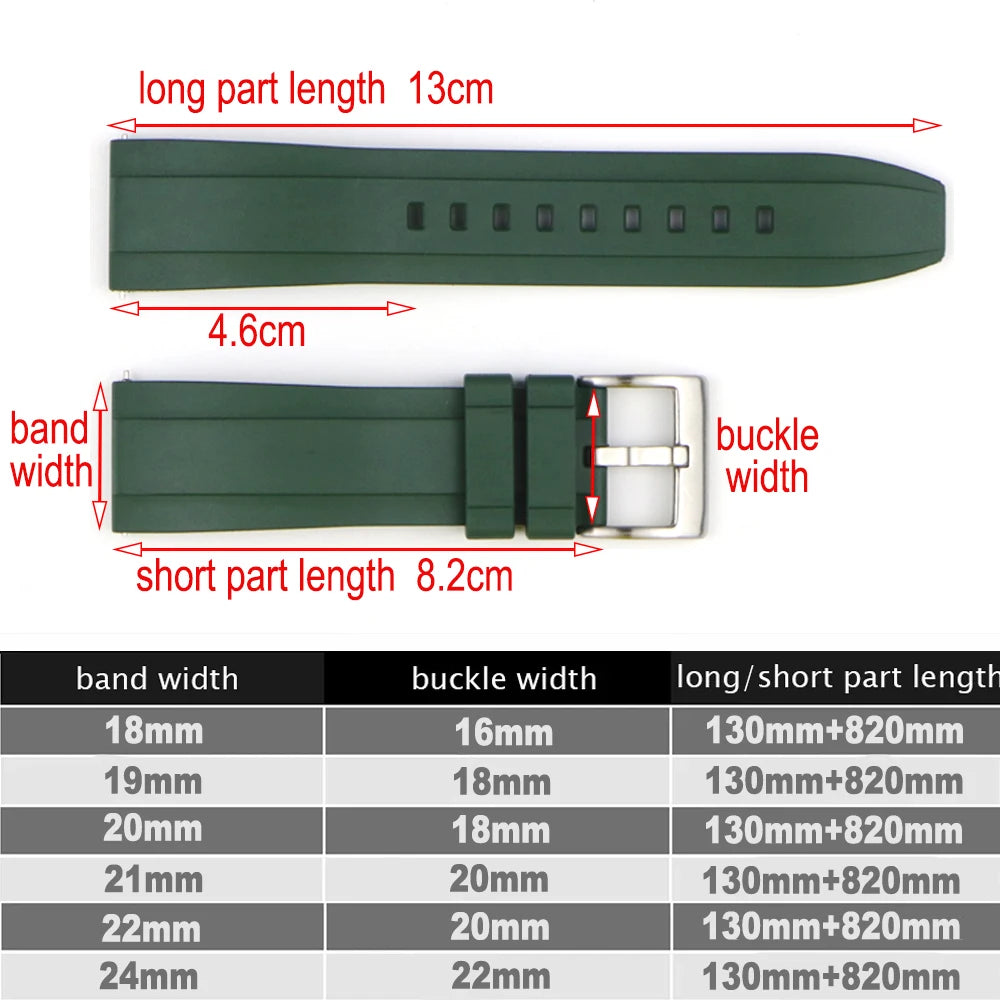 Dust-Free TPU Waterproof Quick Release Watchband 18mm 20mm 22mm 24mm Black Orange Rubber Strap for Seiko Omega Watch Accessories