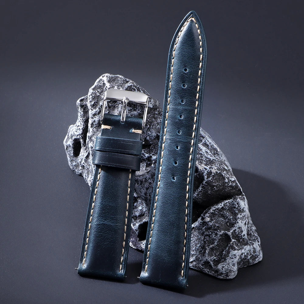 18mm 19mm 20mm 21mm 22mm Watchbands Handmade Retro Oil Wax Genuine Strap Quick Release Women Watch Band Accessories