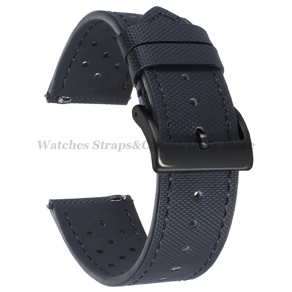 Premium Sailcloth Watch Strap for Seiko for Omega 18mm 20mm 22mm Qucik Release Fabric WatchBand Butterfly Buckle for HuaweiWatch