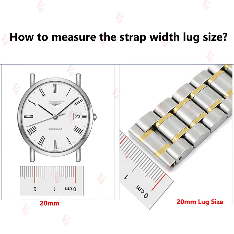 12/14/16/18/19/20/22/24mm Wristband Stainless Steel Strap for Tissot for Citizen for Longines for Seiko Watch Band Accessories