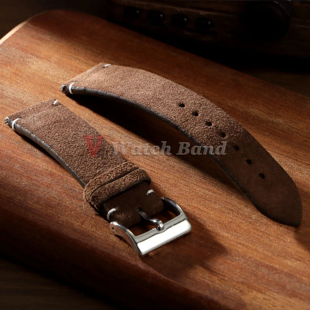 20mm 22mm High Quality Suede Cowhide Vintage Watch Strap Blue Brown Watchband Replacement Strap Watch Accessories Sport Bracelet