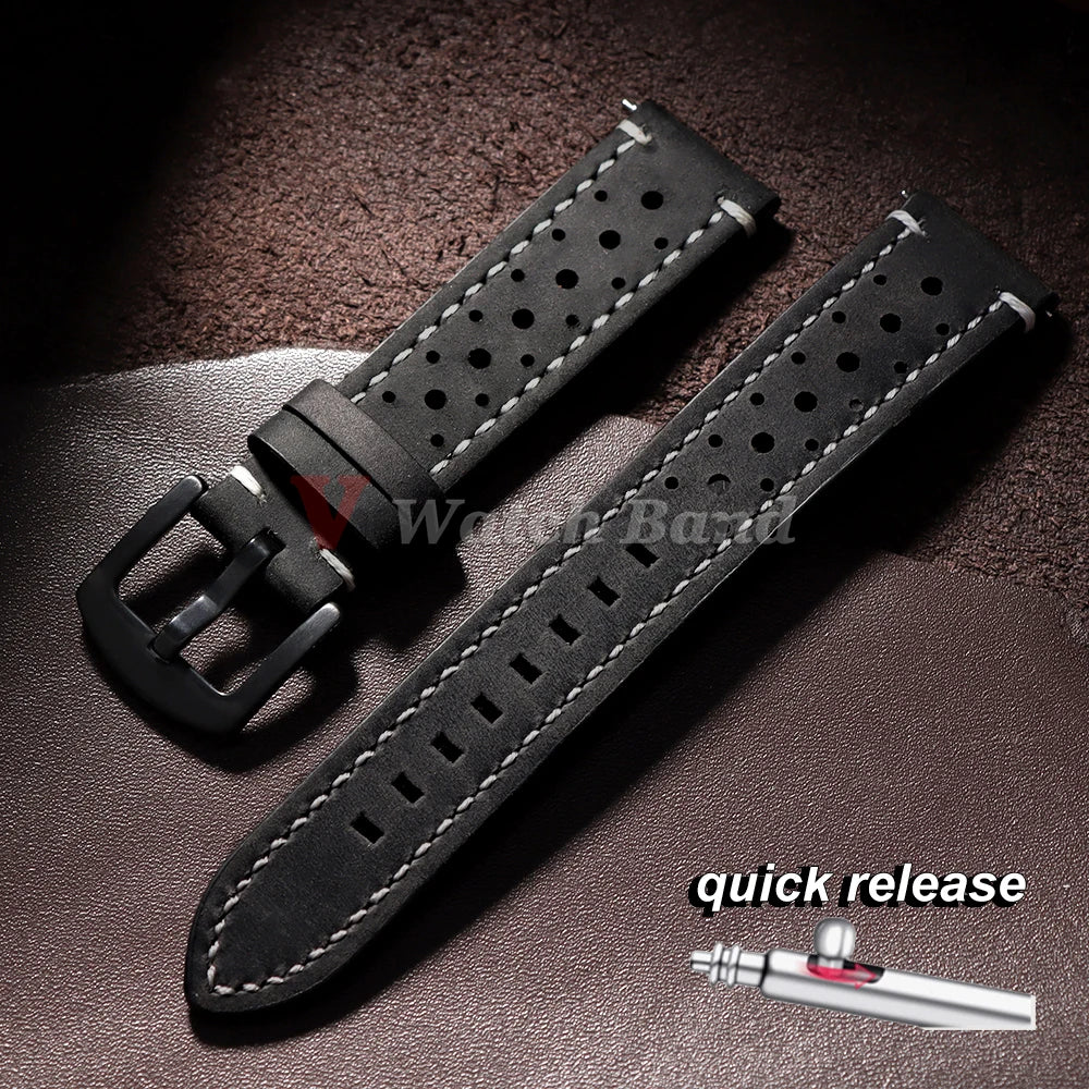 Genuine Cowhide Leather Strap for Samsung Galaxy Watch 8 7 6 5 4 3 Soft Breathable Retro Wristband 18mm 19mm 20mm 21mm 22mm 24mm