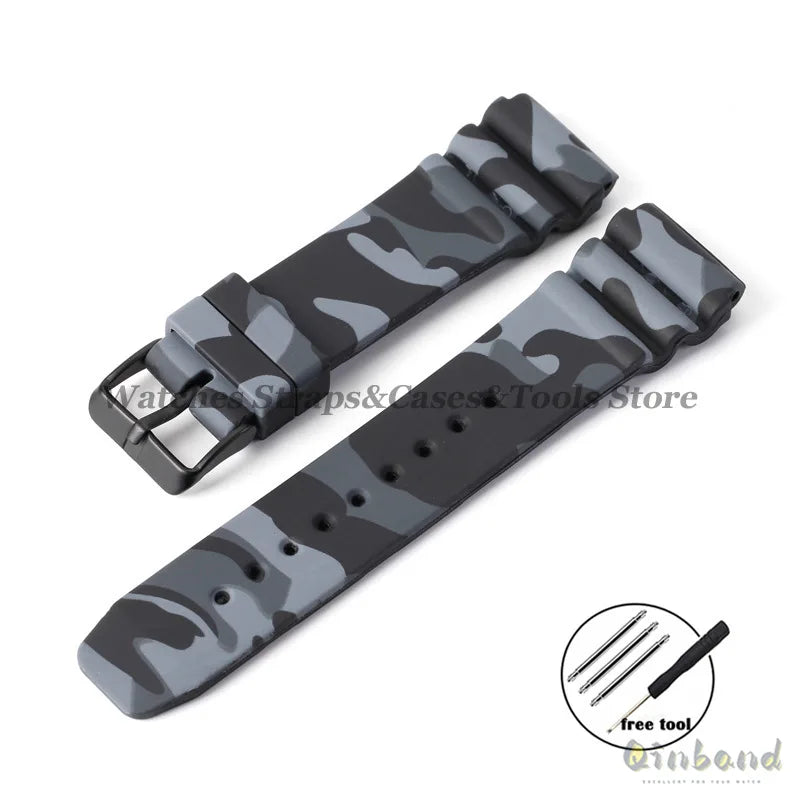 Soft Silicone Watch Band 22mm for Seiko for Rolex Waterproof Camouflage Rubber Watch Strap Bracelet Sport Watch Replacement Belt