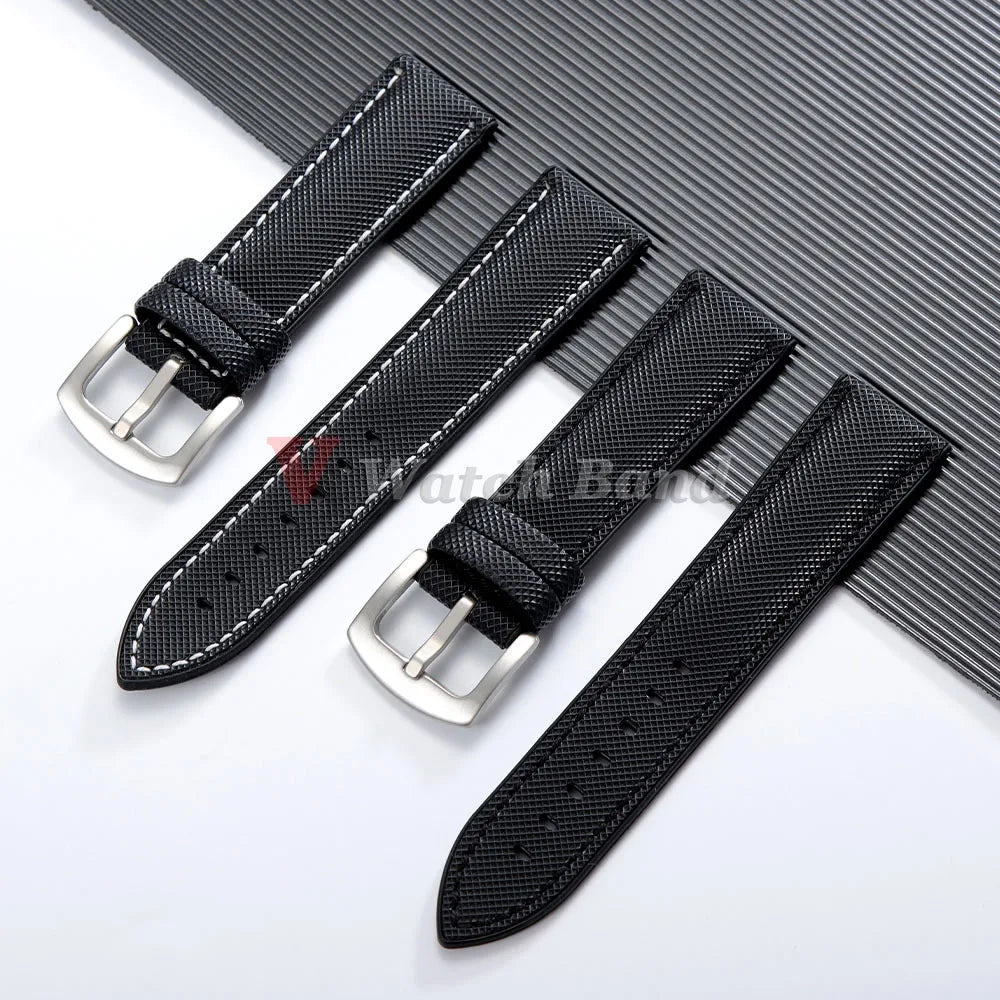 Carbon Fiber Nylon Plaid Silicone Strap 20mm 22mm 24mm for IWC for Casio for Seiko for Omega Rubber Watchband Universal Bracelet