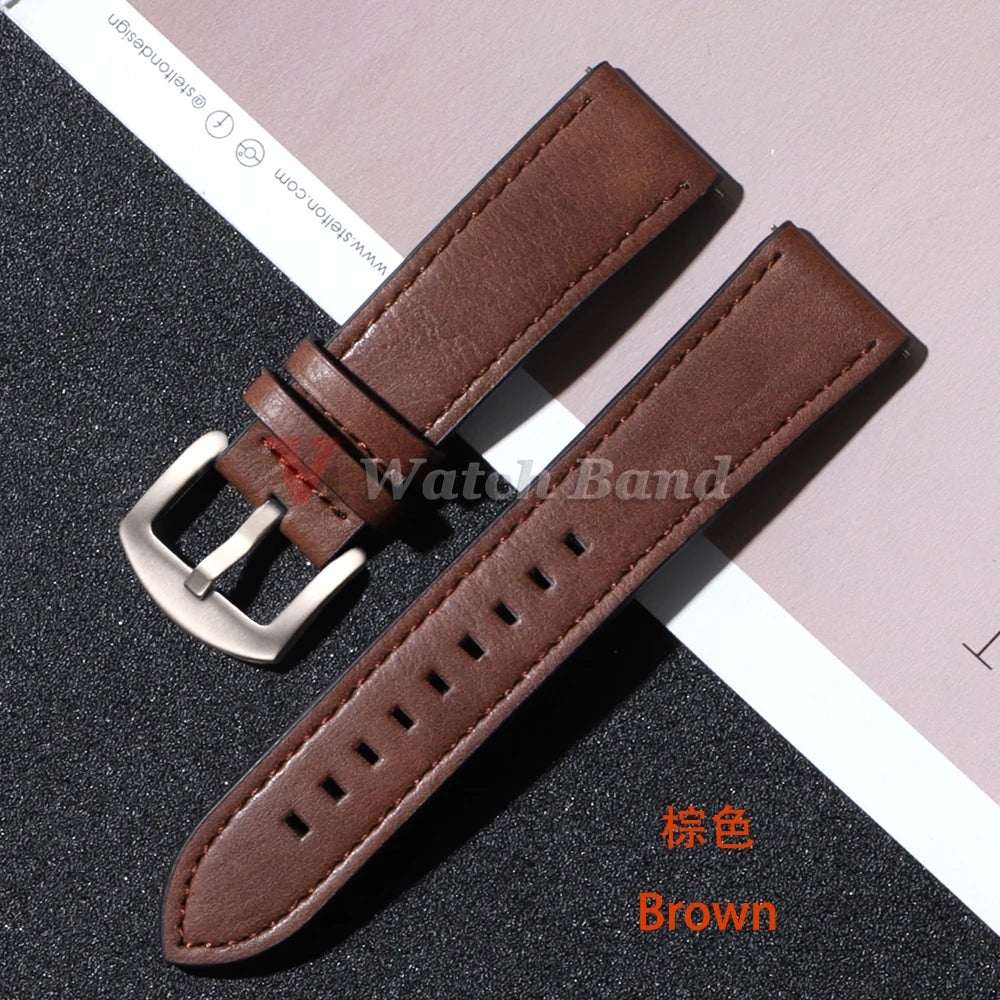 20mm 22mm Leather Strap for Samsung Galaxy Watch 6 5 4 40mm 44mm Gear Band Vintage Bracelet for Xiaomi Redmi Watch 3 Lite/Active