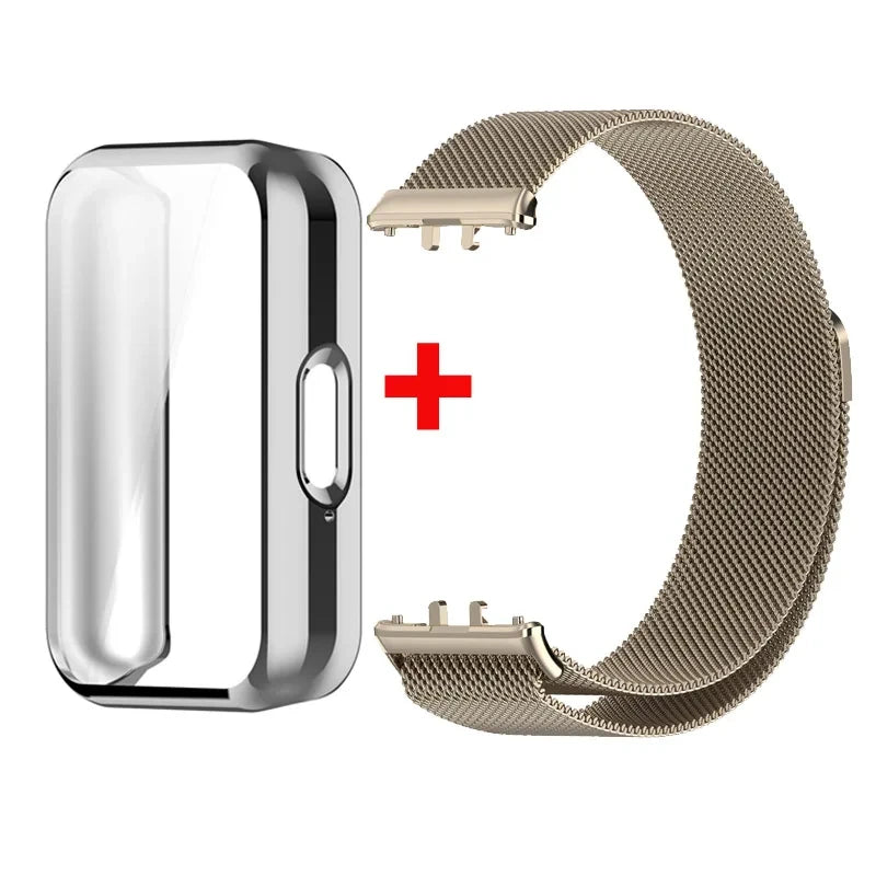 Case+Milanese Strap For Samsung Galaxy Fit 3 Full Protector Cover Band For Samsung Galaxy Fit 3 SM-R390 Magnetic Watchband