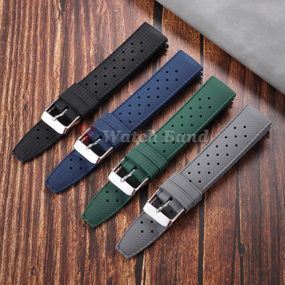 Premium Grade Tropical Rubber Watch Strap 20mm 22mm for Seiko SRP7J1 Watch Bands Diving Waterproof Strap Flat Universal Bands