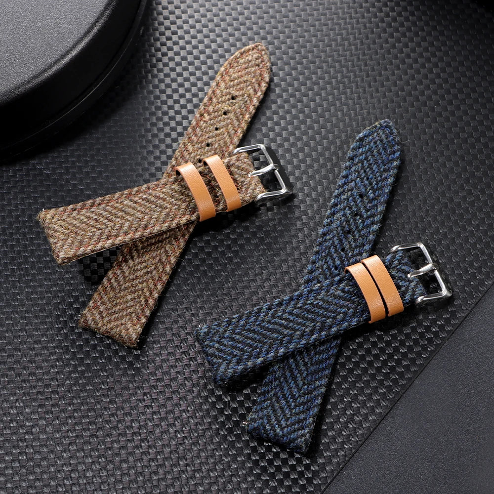 18mm 20mm 22mm Watch Strap Two-Sided Nylon Cowhide Watchband Quick Release Band Sport Wristband Butterfly BuckleBelt Accessories