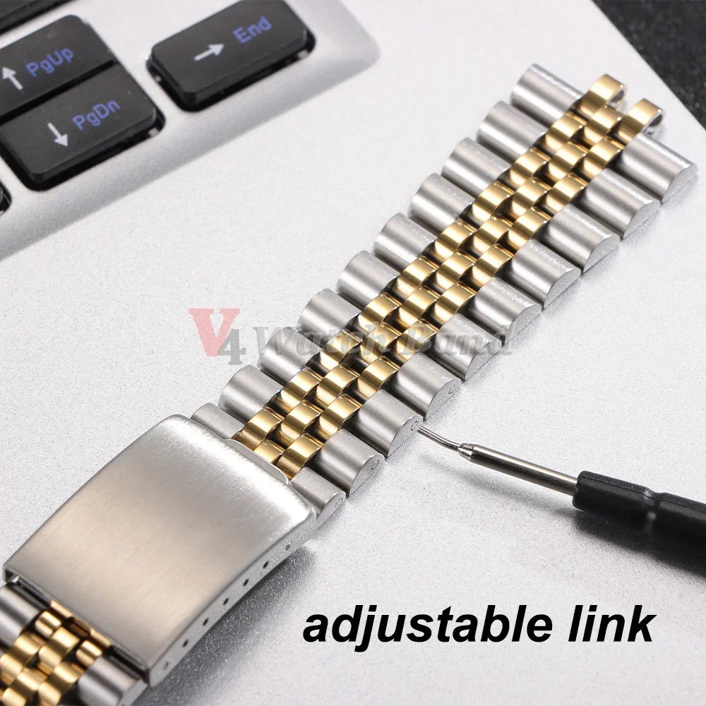 Curved End Stainless Steel Watch Bands 19mm 20mm 21mm for Rolex DATEJUST for Jubilee Solid Strap Bracelet Men Woman Watchband
